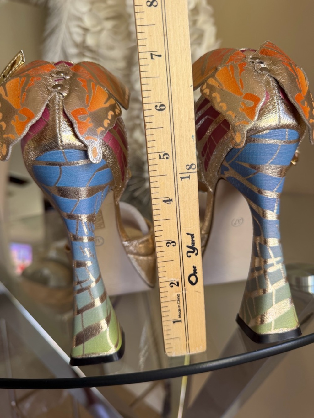 Gold Butterfly-Accent Platform Heels - Multicolor Detail - Picture 5 of 5